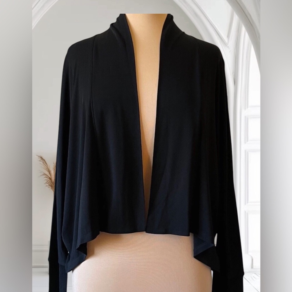 Eileen Fisher Open Cardigan Black Silk Size M